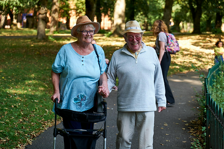 Senior couple walking